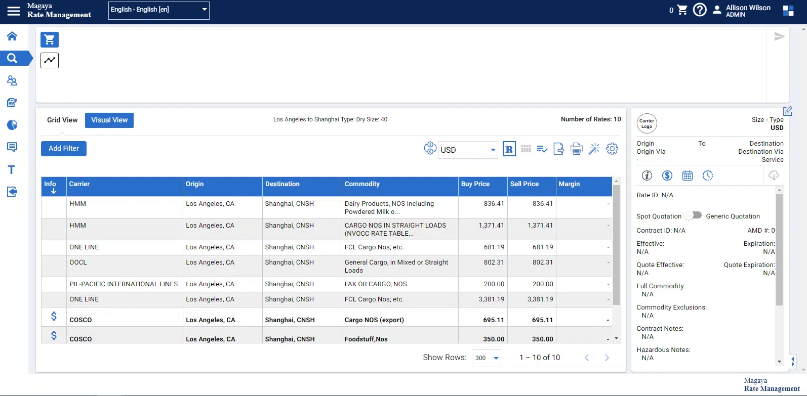 Freight Rate Management System Magaya