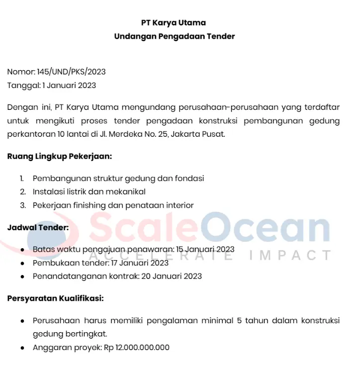 Contoh Undangan Pengadaan