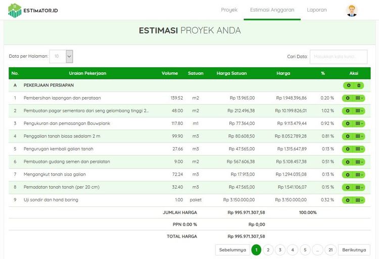 Aplikasi Pembuat RAB Estimator