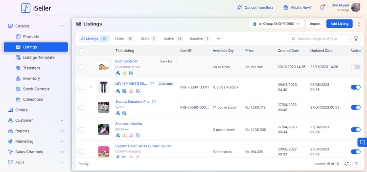 Aplikasi Integrasi Marketplace iSeller Commerce