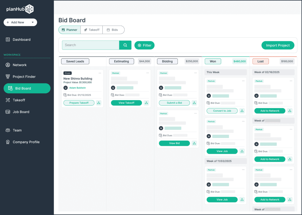 PlanHub Construction Bid Management Software