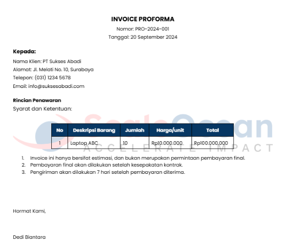 Contoh Proforma Invoice