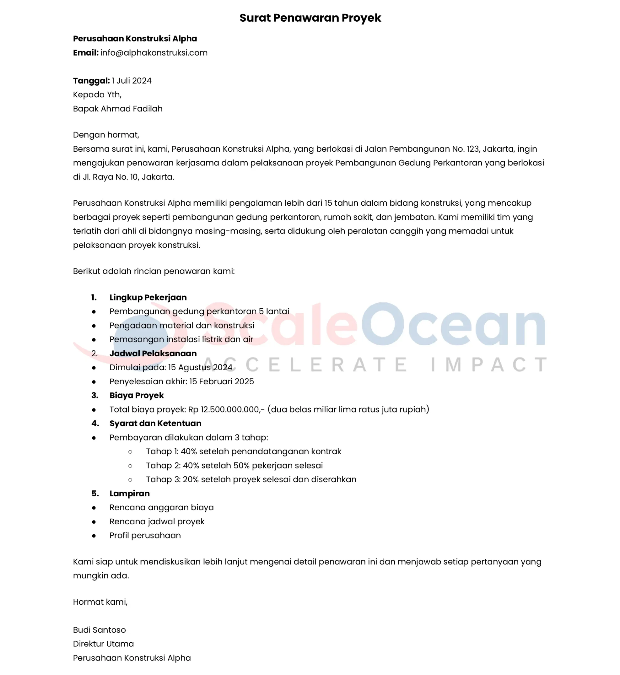 Contoh Dokumen Penawaran Tender
