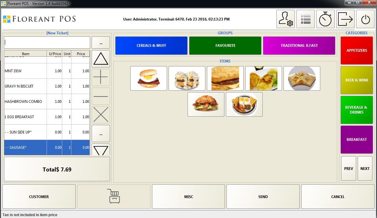 Contoh dashboard sistem kasir minimarket Floreant.