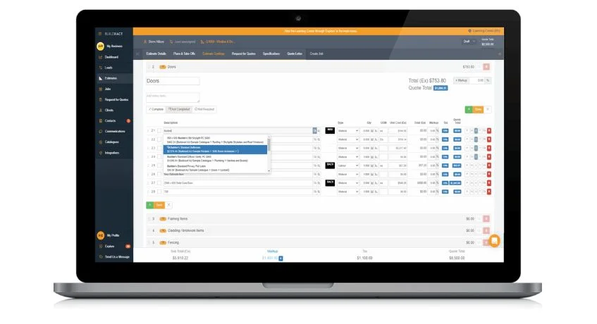 buildxact software for estimating construction
