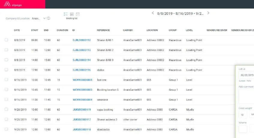 alpega smart booking for managing docking logistics platform