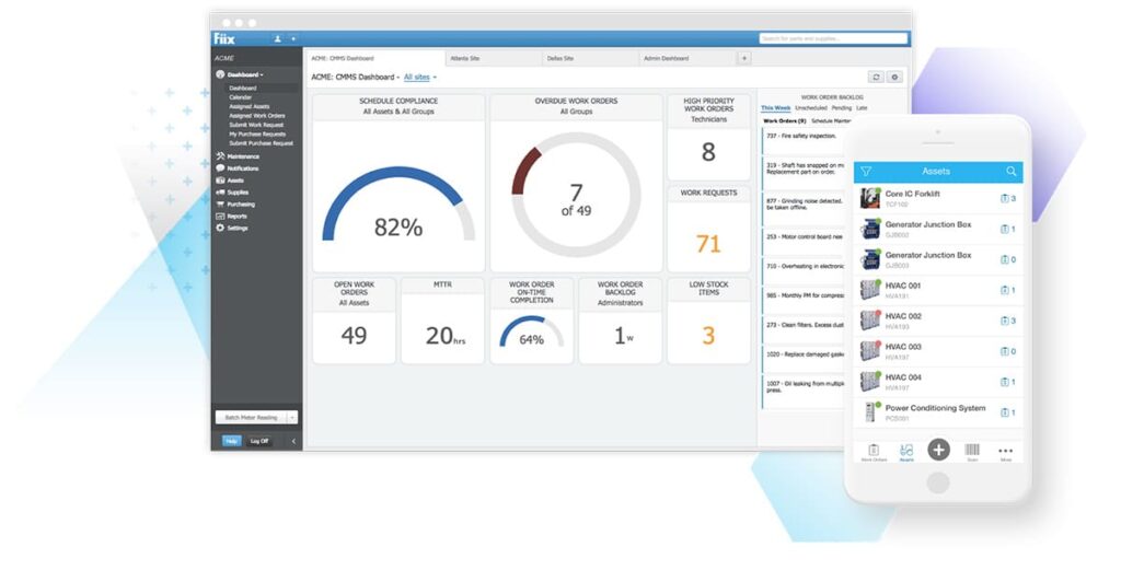 Fiix CMMS software mock up