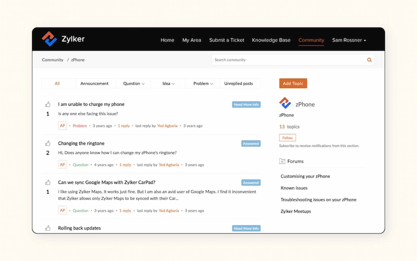 Zoho Desk Customer Portal Software